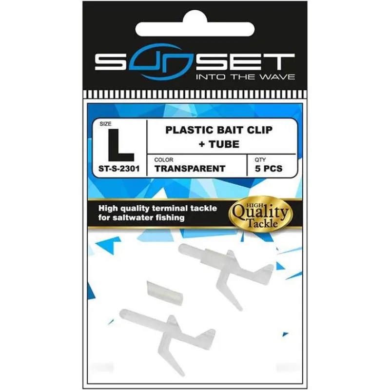Montages / Hameçons - SUNSET Accroche Appât Plastic Bait Clip + Tube St-S-2301