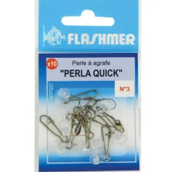 Montages / Hameçons - FLASHMER Agrafe perla quick transparente taille n°3 (pochette de 10)