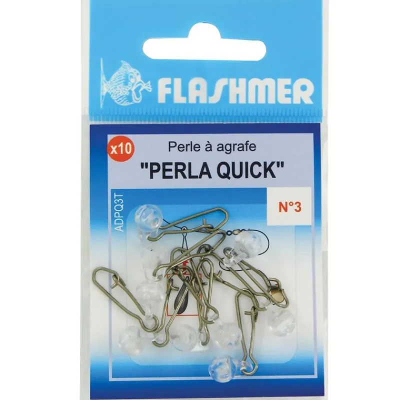 Montages / Hameçons - FLASHMER Agrafe perla quick transparente taille n°3 (pochette de 10)
