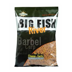 Appâts / Amorces - DYNAMITE BAITS Amorce Big Fish River Feed Pellets Arôme Cheese Garlic 8mm, 1.8kg