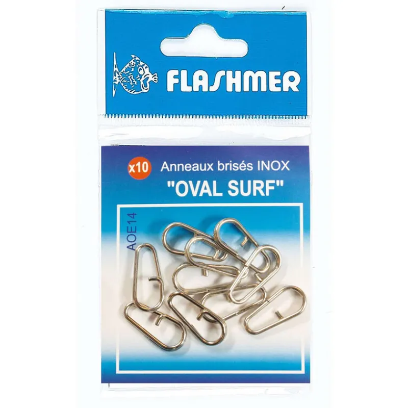 Montages / Hameçons - FLASHMER Anneau Ovale Surf Casting Inox X10