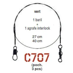 Hameçons Et Montages - CANNELLE Bas de ligne acier monté carnassier avancon nylflex c707 27cm (x3)