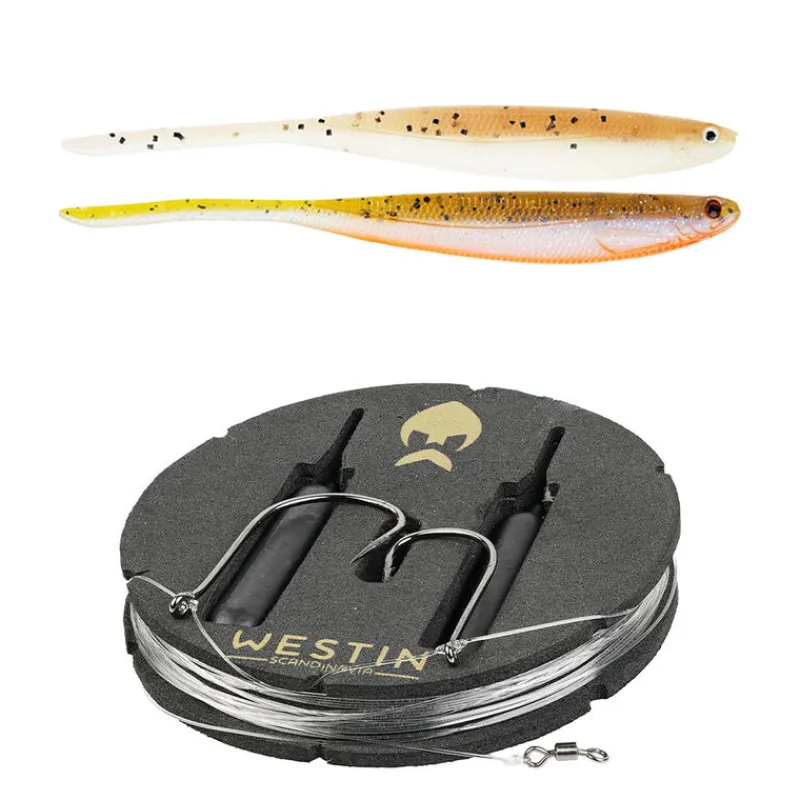 Hameçons Et Montages - WESTIN Bas de ligne prêt à pêcher Dropshot Rig Kit 10g (x2) + ShadTeez Pin-Tail (x2)