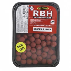 Offre À Volume Carpe|Appâts Et Fabrication - FUN FISHING Bouillettes Denses RBH Boilies Scopex & Liver 800g