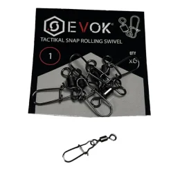 Hameçons Et Montages - EVOK Emerillons Agrafes Tactikal Snap Rolling Swivel x