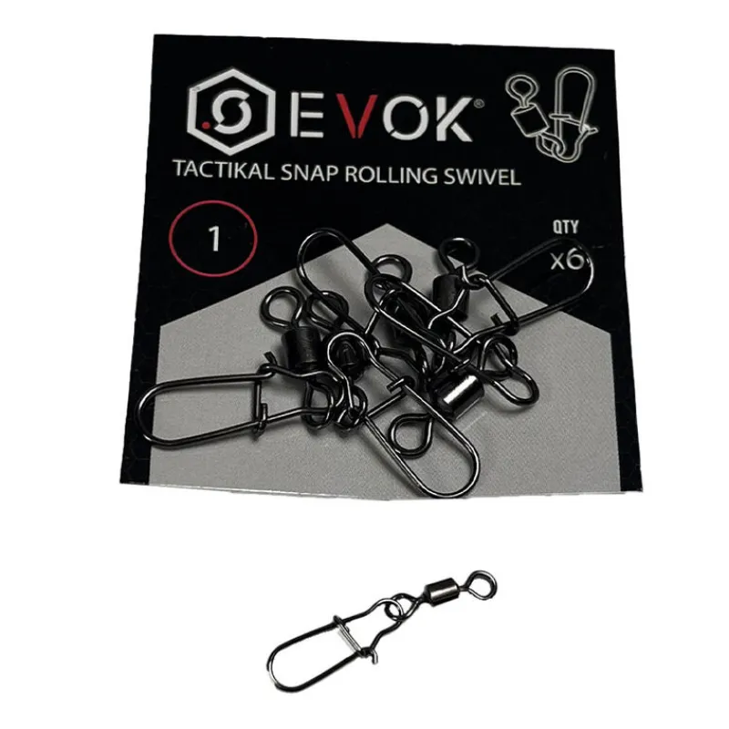 Hameçons Et Montages - EVOK Emerillons Agrafes Tactikal Snap Rolling Swivel x