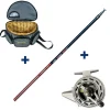 Packs & Ensembles - PACIFIC PECHE Ensemble Garbolino Canne Téléréglable 3m80 + Moulinet Capoté + Panier Truite