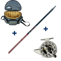 Packs & Ensembles - PACIFIC PECHE Ensemble Garbolino Canne Téléréglable 4m80 + Moulinet Capoté + Panier Truite