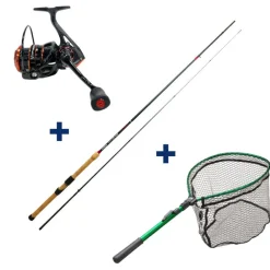 Packs & Ensembles - GARBOLINO Ensemble Vairon Manié Canne 2m70 + Moulinet 2000 + Epuisette Pliante