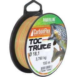 Tresses, Nylons, Fluorocarbones - POWERLINE Fluorocarbone Carbonflex Toc Truite orange/vert 150m