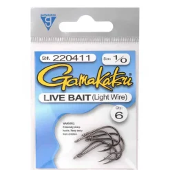 Montages / Hameçons - GAMAKATSU Sw Live Bait Light Wire Hooks Black