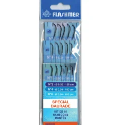 Bas De Lignes / Lignes Montées|Montages / Hameçons - FLASHMER Kit 15 hamecons montés mer special daurade