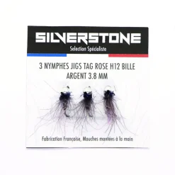 Mouches - SILVER STONE Kit 3 nymphes jigs tag rose h12 bille argent tung 3,8 mm