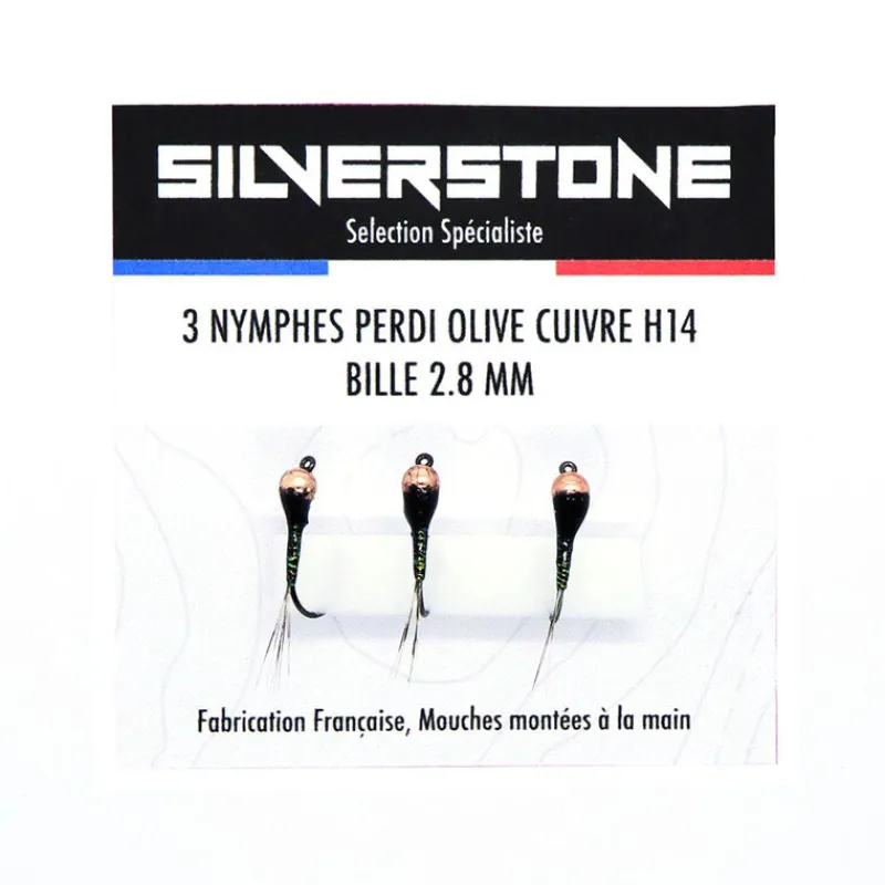 Mouches - SILVER STONE Kit 3 nymphes perdigones olives h16 bille cuivre tung 2,5 mm