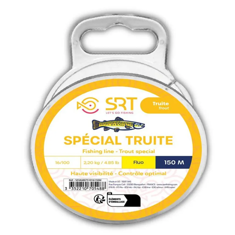 Tresses, Nylons, Fluorocarbones - SERT Nylon SRT SPECIAL TRUITE 150M - Fluo Jaune