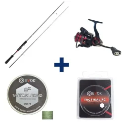 Packs Et Ensembles - EVOK Pack Canne Invictus V2 2.26m, 3-10g + Moulinet Invictus 2500Fd + Tresse + Fluorocarbone