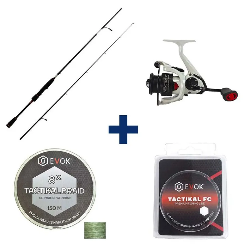 Packs Et Ensembles - EVOK Pack Canne Prediction 1.92m, 3-12g + Moulinet Prediction 2500Fd + Tresse + Fluorocarbone