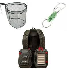 Packs|Packs & Ensembles - PACIFIC PECHE Pack Chest Pack Grauvell Teklon Parkour + Épuisette Raquette Silverstone + Clip Magnétique