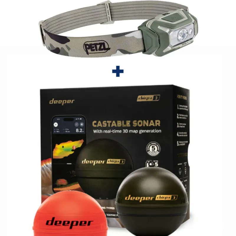 Électronique - DEEPER Pack Chirp+ 3D sondeur sans fil avec GPS et création carto 3D + Lampe Frontale Petzl Aria 1 Camo