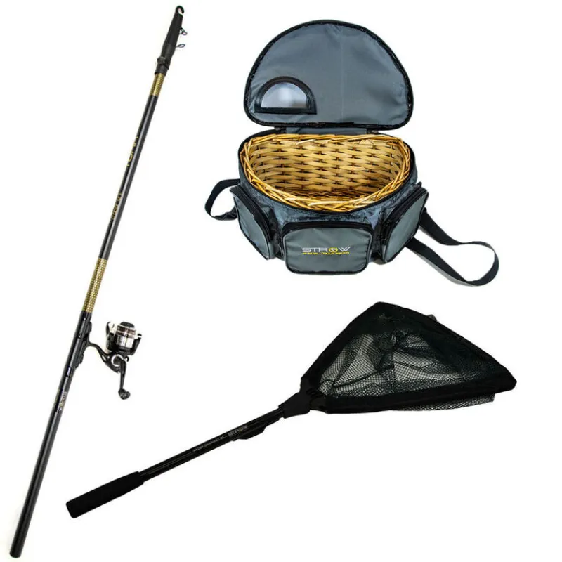 Packs & Ensembles - STROW Pack Pêche au toc Combo First Télereglable 400 + Épuisette Wilder 80 + Panier