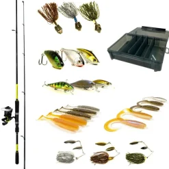Découverte Pêche Du Carnassier|Packs Et Ensembles - PACIFICPECHE Pack Prêt à Pêcher Brochet Bzone Striker 240MH 10-45g + Moulinet + Nylon + Leurres + Boite