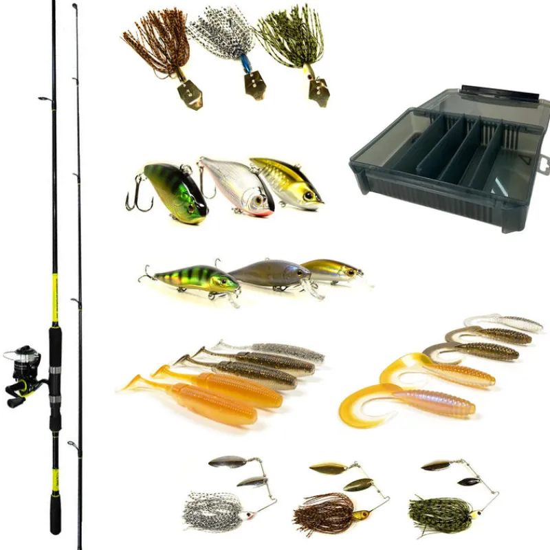 Découverte Pêche Du Carnassier|Packs Et Ensembles - PACIFICPECHE Pack Prêt à Pêcher Brochet Bzone Striker 240MH 10-45g + Moulinet + Nylon + Leurres + Boite
