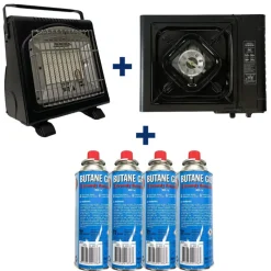 Packs - TEAM CARPFISHING Pack Rechaud + Chauffage + 4 cartouches de gaz