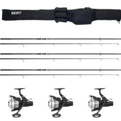 Découverte Pêche À La Carpe|Packs - SERT Pack carpe 3 cannes 10' 3lbs + 3 moulinets débrayable + fourreau