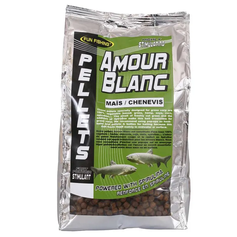 Appâts Et Fabrication - FUN FISHING Pellets d'amorçage carpe amour blanc pellets mais chenevis 6mm 700g