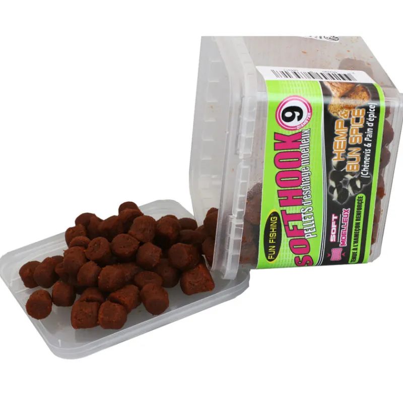 Appâts / Amorces - FUN FISHING Pellets d'Eschage Soft Hook Pellets Hemp et Bun Spice 120G