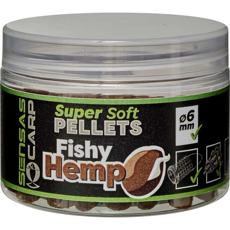 Appâts / Amorces - SENSAS Pellet Super Soft Pellets 6 mm fishy Hemp 60g