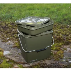 Amorçage/Propulsion|Bagagerie/Rangement - TRAKKER Seau carpe olive square bucket