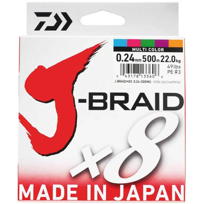 Tresses, Nylons, Fluorocarbones - DAIWA Tresse jbraid 8 brins multi-color 500m