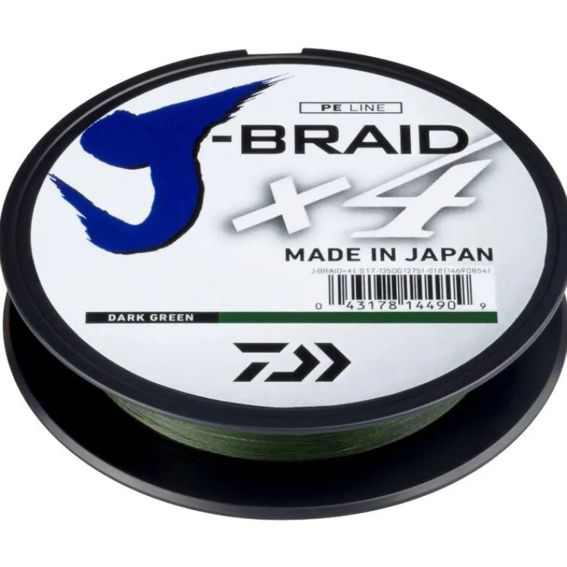 Tresses, Nylons, Fluorocarbones - DAIWA Tresse jbraid 4 brins verte 270m