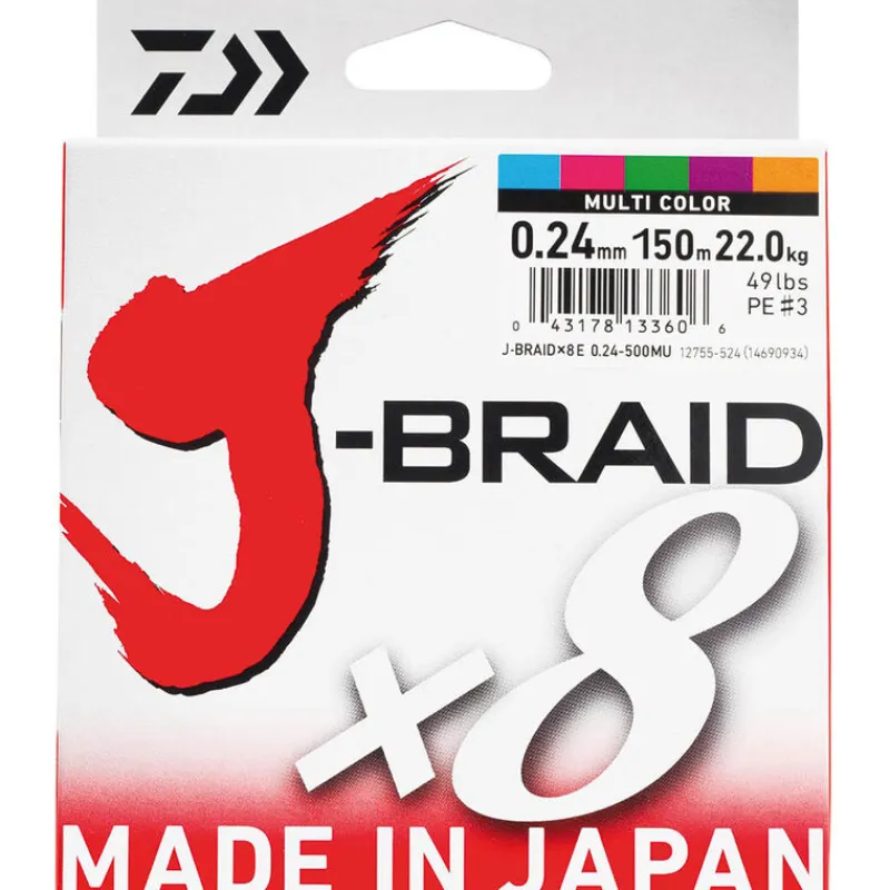 Tresses, Nylons, Fluorocarbones|Tresses, Nylons, Fluorocarbones - DAIWA Tresse J-Braid x8 Multi-Color 150m