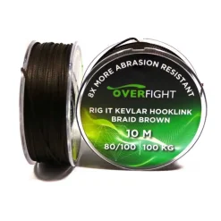 Acc. Montage / Hameçons - OVERFIGHT Tresse Rig It Kevlar Hooklink Braid Brown 80/100 10m