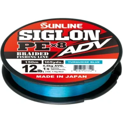 Tresses, Nylons, Fluorocarbones|Tresses, Nylons, Fluorocarbones - SUNLINE Tresse Siglon ADV x8 Bleu Turquoise 150m