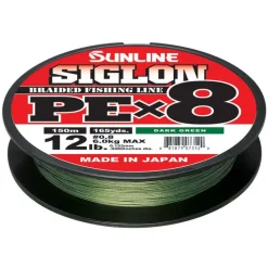 Tresses, Nylons, Fluorocarbones - SUNLINE Tresse Siglon Braid PE X8 Vert Foncé 150m